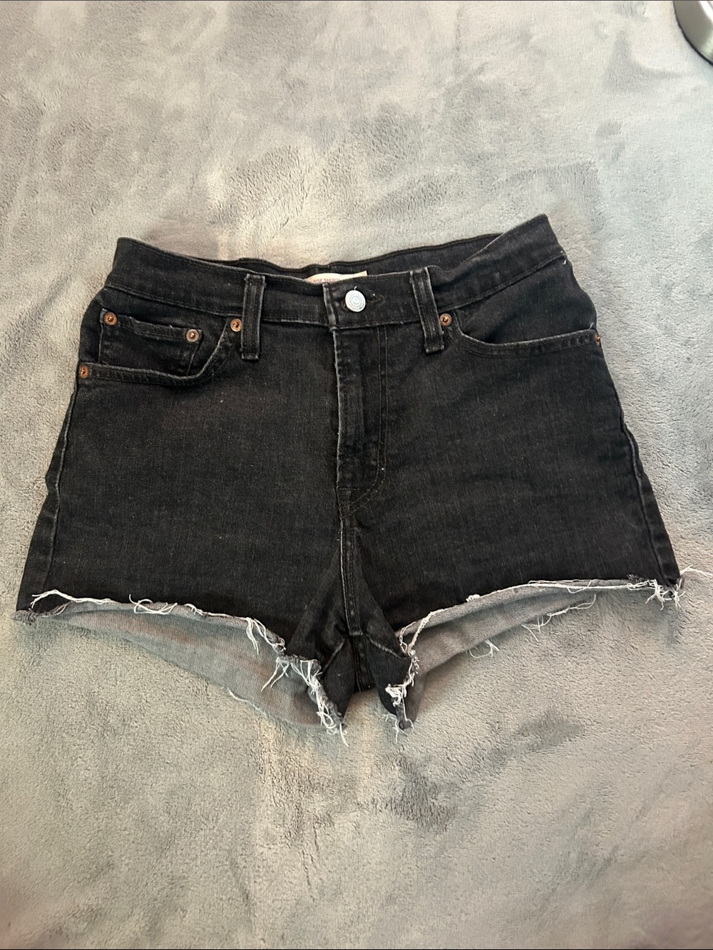 Levi's Black Raw-Hem Denim Cutoff Shorts